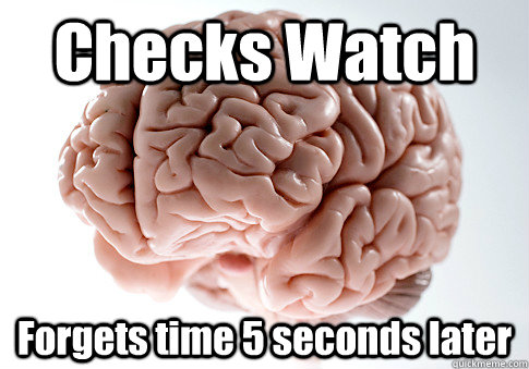 Checks Watch Forgets time 5 seconds later   Scumbag Brain