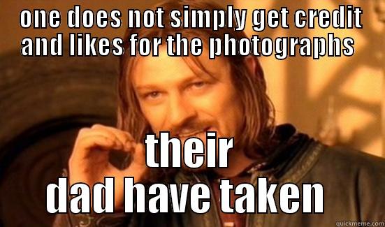 ONE DOES NOT SIMPLY GET CREDIT AND LIKES FOR THE PHOTOGRAPHS  THEIR DAD HAVE TAKEN  Boromir