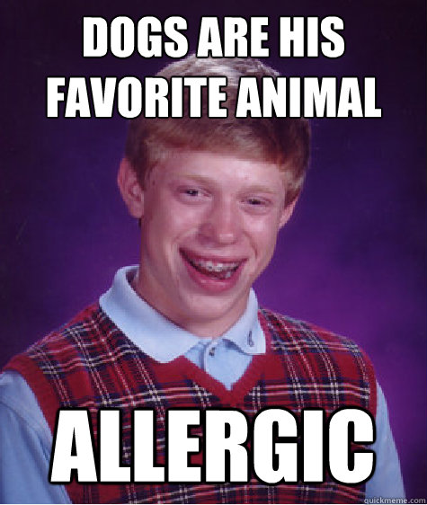 Dogs are his favorite animal Allergic  Bad Luck Brian
