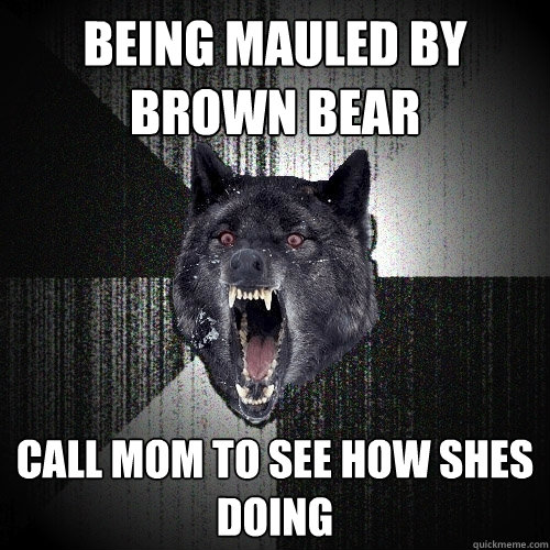 being mauled by brown bear call mom to see how shes doing  Insanity Wolf