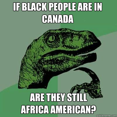 If Black PEople are in canada are they still 
africa american?  Philosorapter