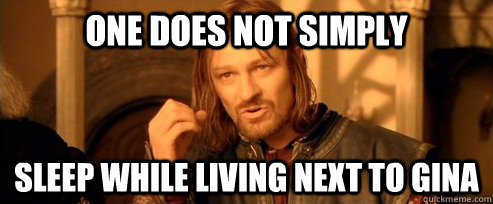One does not simply Sleep while living next to Gina  One Does Not Simply