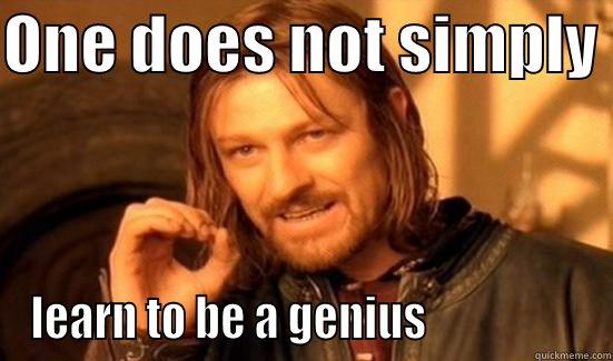 ONE DOES NOT SIMPLY  LEARN TO BE A GENIUS                  Boromir