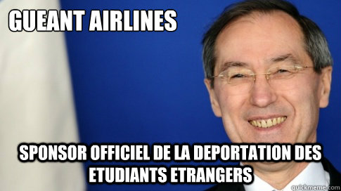 GUEANT AIRLINES SPONSOR OFFICIEL DE LA DEPORTATION DES ETUDIANTS ETRANGERS  FNUMP