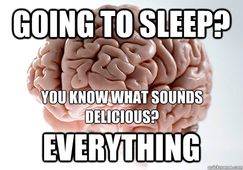 Going to sleep? everything you know What sounds delicious?  Scumbag Brain