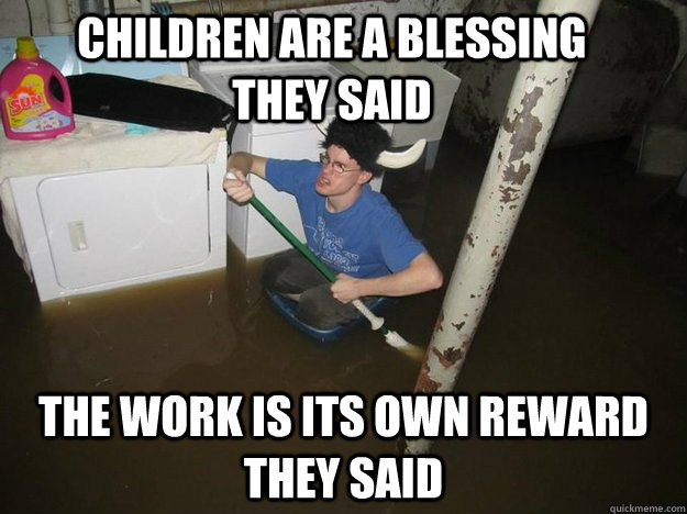 children are a blessing they said the work is its own reward they said  Laundry Room Viking