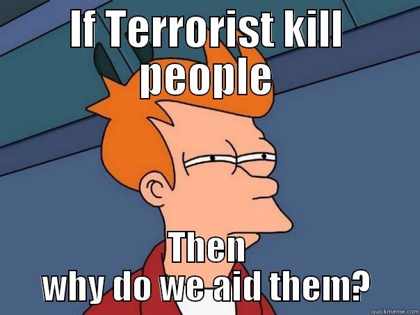 IF TERRORIST KILL PEOPLE THEN WHY DO WE AID THEM? Futurama Fry
