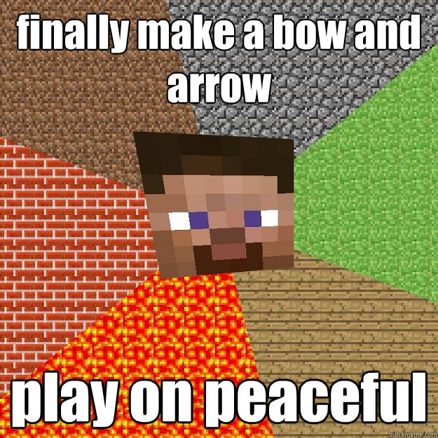 finally make a bow and arrow play on peaceful  Minecraft
