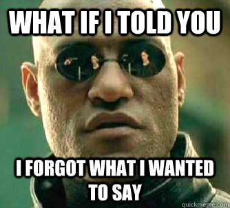 What if I told you i forgot what i wanted to say  What if I told you
