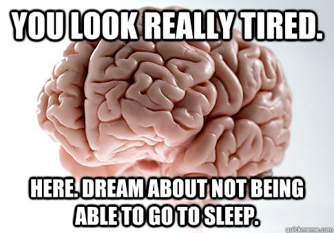 you look really tired. here. dream about not being able to go to sleep.  Scumbag Brain