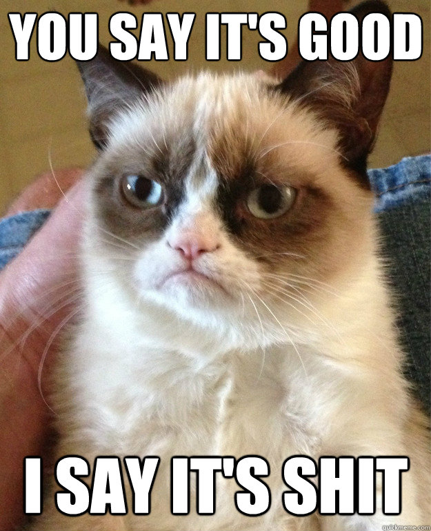 you say it's good i say it's shit  Grumpy Cat