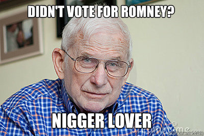 Didn't vote for Romney? NIGGER LOVER  