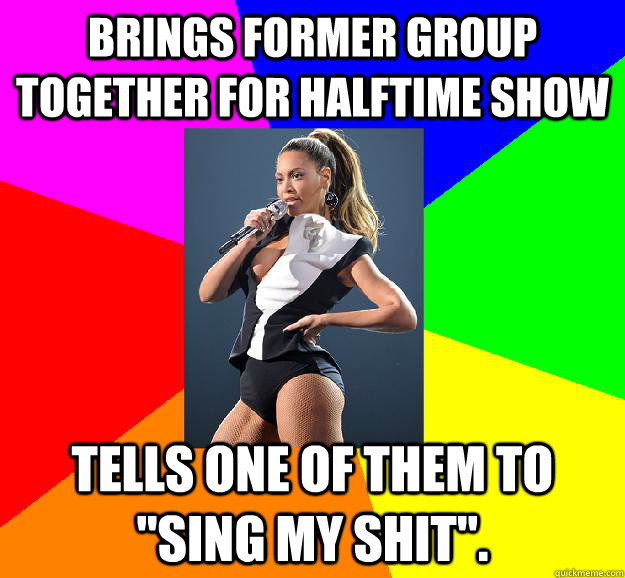 Brings former group together for halftime show tells one of them to 
