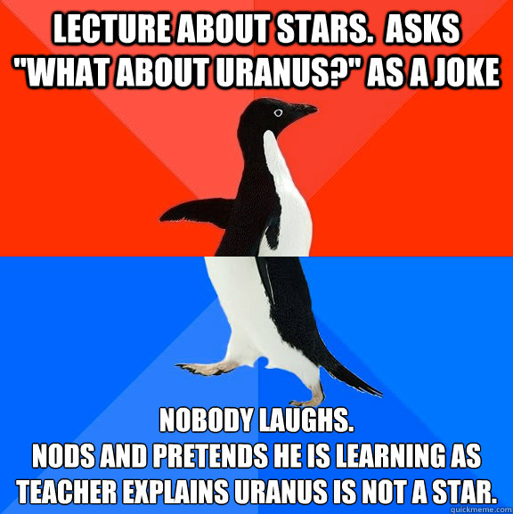 Lecture about stars.  Asks 