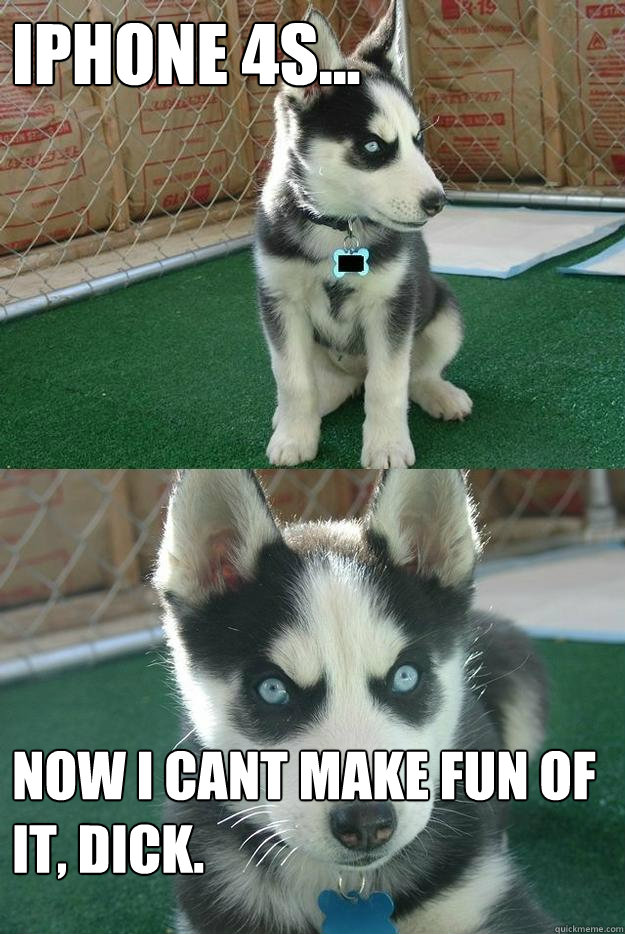 IPHONE 4S... now i cant make fun of it, dick.  Insanity puppy