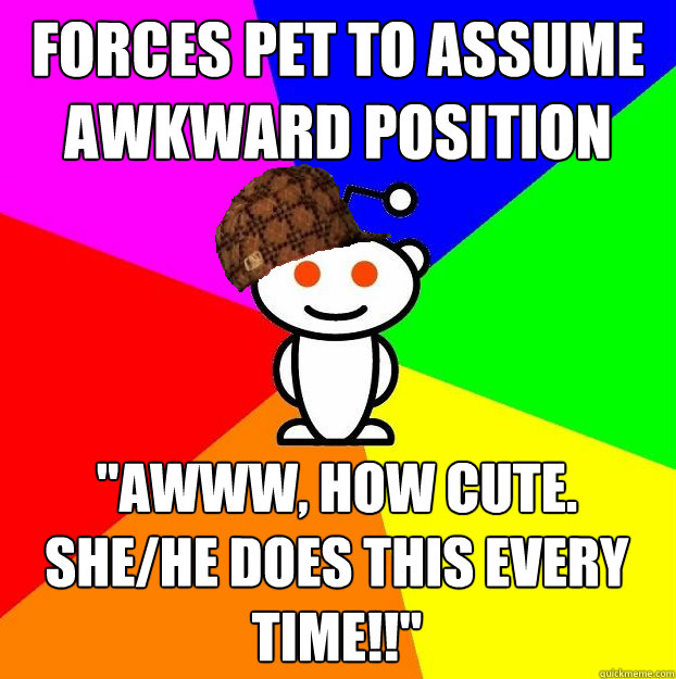Forces Pet to assume Awkward position 