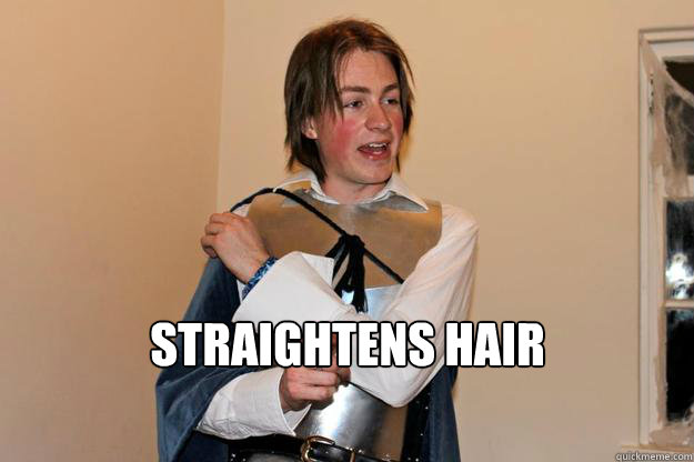  Straightens hair -  Straightens hair  Hipster Design Student