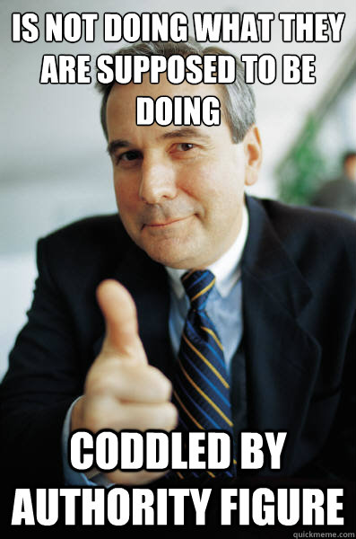 Is not doing what they are supposed to be doing Coddled by authority figure  Good Guy Boss