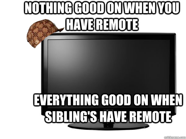 Nothing good on when you have remote Everything good on when sibling's have remote  Scumbag TV