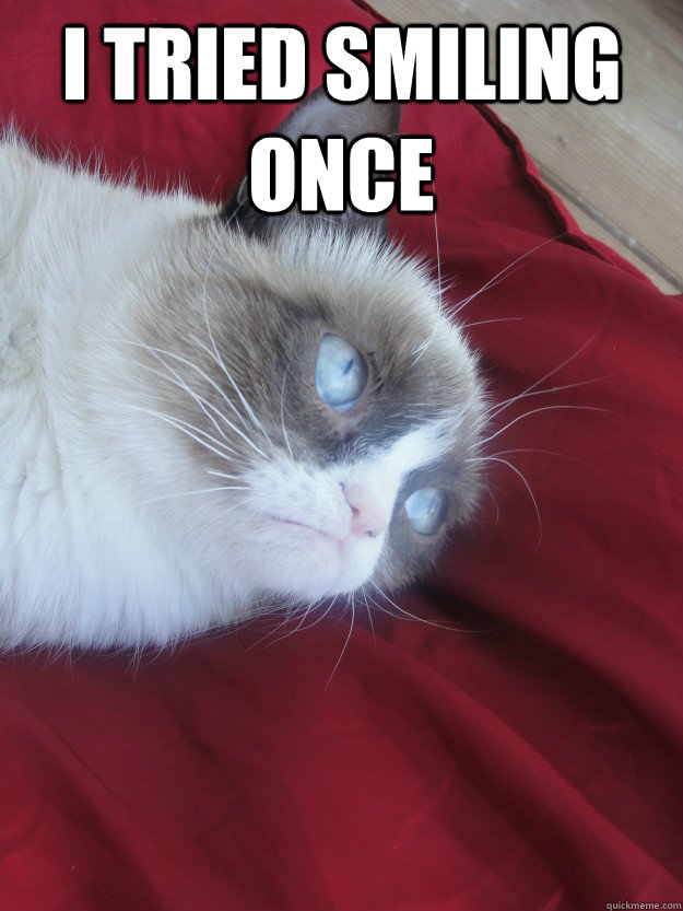 I tried smiling once   Grumpy Cat