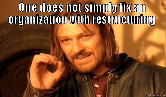 ONE DOES NOT SIMPLY FIX AN ORGANIZATION WITH RESTRUCTURING  Boromir