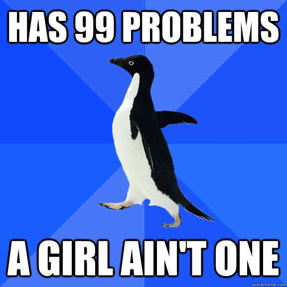 Has 99 problems A girl ain't one  Socially Awkward Penguin
