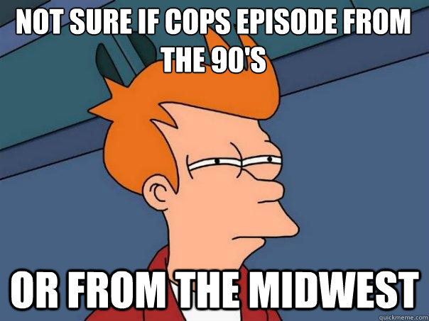 not sure if cops episode from the 90's or from the midwest  Futurama Fry