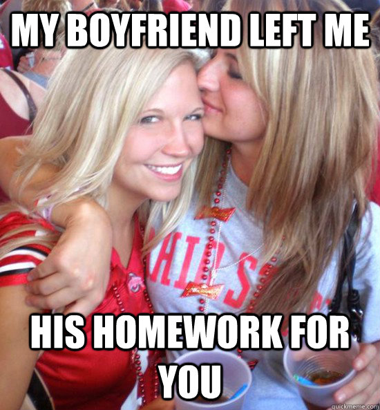 my boyfriend left me his homework for you  Hot College Girls
