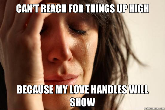 Can't reach for things up high Because my love handles will show  First World Problems