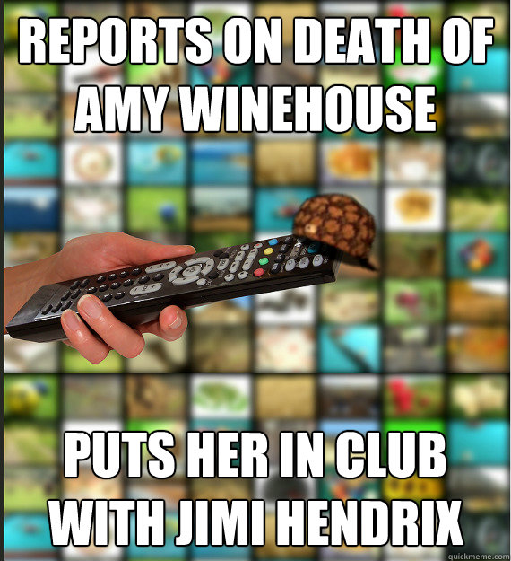 REPORTS ON DEATH OF AMY WINEHOUSE PUTS HER IN CLUB WITH JIMI HENDRIX - REPORTS ON DEATH OF AMY WINEHOUSE PUTS HER IN CLUB WITH JIMI HENDRIX  Scumbag Media