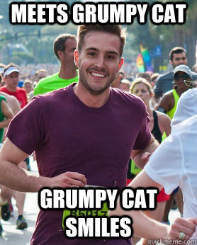 Meets Grumpy Cat Grumpy cat smiles - Meets Grumpy Cat Grumpy cat smiles  Ridiculously photogenic guy