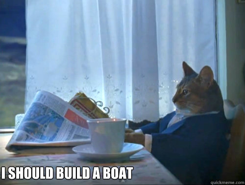 I should build a boat   The One Percent Cat