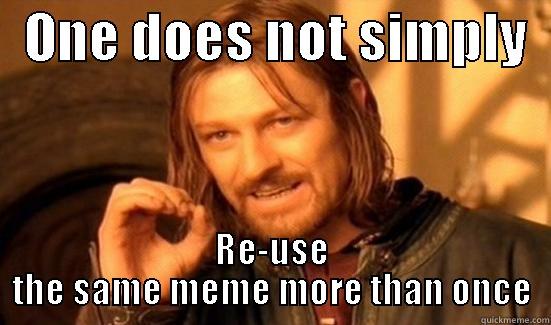   ONE DOES NOT SIMPLY   RE-USE THE SAME MEME MORE THAN ONCE Boromir