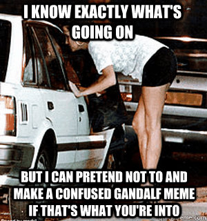 I know exactly what's going on but i can pretend not to and make a confused gandalf meme if that's what you're into  Karma Whore