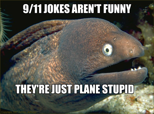 9/11 jokes aren't funny they're just plane stupid - 9/11 jokes aren't funny they're just plane stupid  Bad Joke Eel