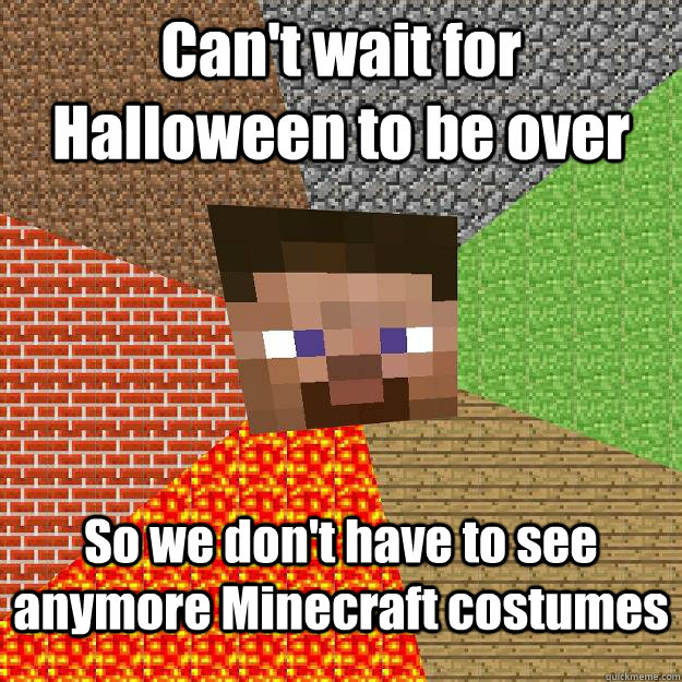 Can't wait for Halloween to be over So we don't have to see anymore Minecraft costumes  Minecraft