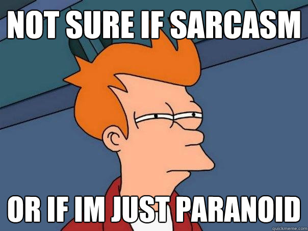 Not sure if sarcasm or if im just paranoid - Not sure if sarcasm or if im just paranoid  Futurama Fry