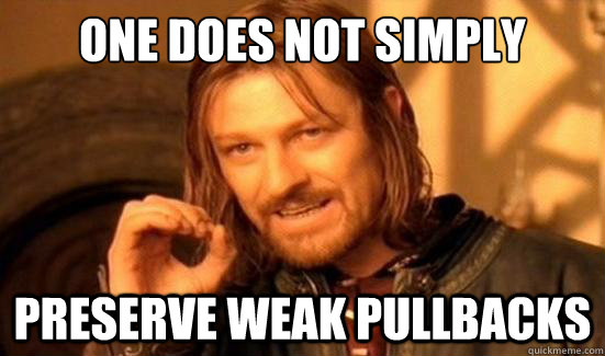 One Does Not Simply preserve weak pullbacks  Boromir
