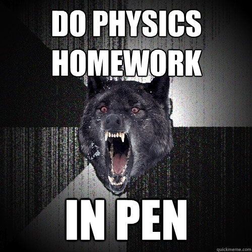 do physics homework in pen  Insanity Wolf