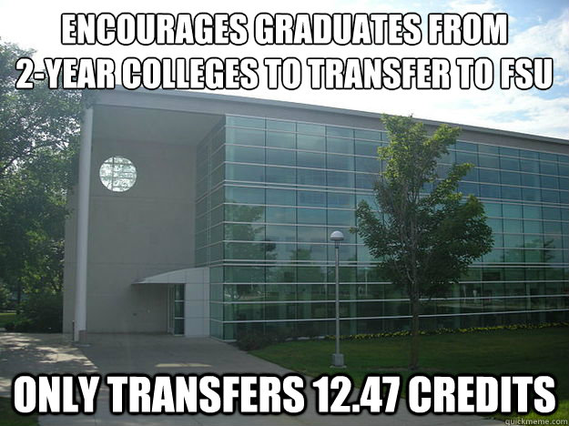 Encourages graduates from 
2-year colleges to transfer to FSU only Transfers 12.47 credits  
