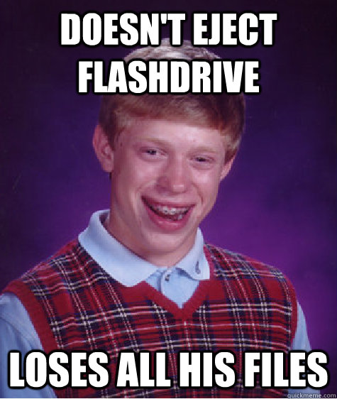 Doesn't eject flashdrive loses all his files  Bad Luck Brian