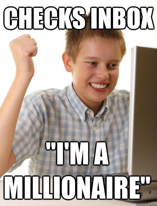 Checks inbox 