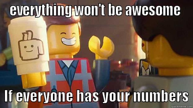 EVERYTHING WON'T BE AWESOME   IF EVERYONE HAS YOUR NUMBERS Misc