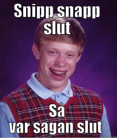 SNIPP SNAPP SLUT SÅ VAR SAGAN SLUT  Bad Luck Brian