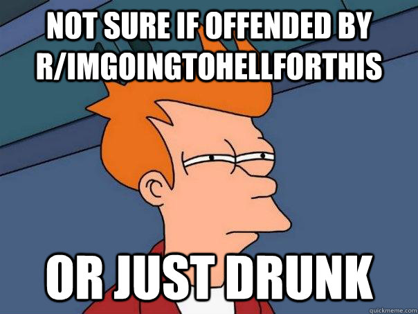 Not sure if offended by r/Imgoingtohellforthis or just drunk  Futurama Fry