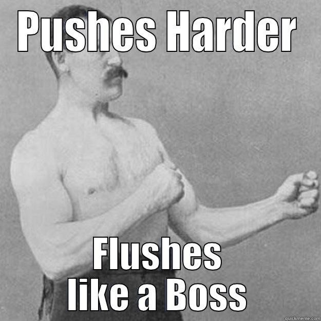 PUSHES HARDER FLUSHES LIKE A BOSS overly manly man