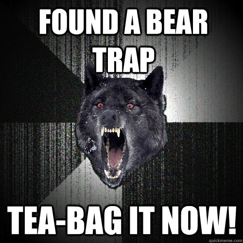 found a bear trap tea-bag it now!  Insanity Wolf