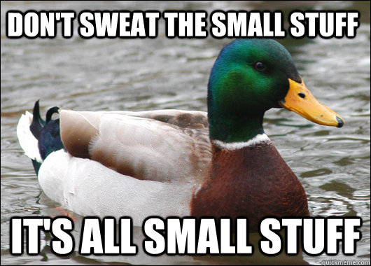 Don't sweat the small stuff It's all small stuff - Don't sweat the small stuff It's all small stuff  Actual Advice Mallard