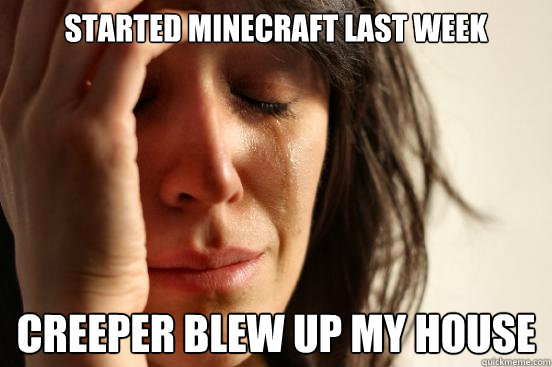 Started minecraft last week creeper blew up my house  First World Problems