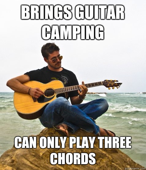 Brings guitar camping Can only Play three chords   Douchebag Guitarist